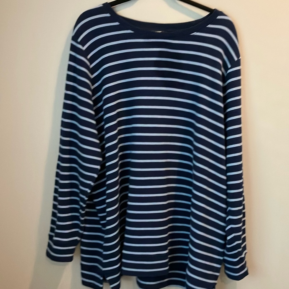 Lands' End Blue and White Striped Top